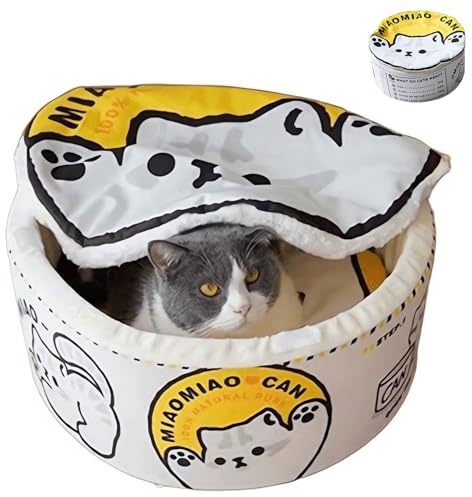 ZHUIYIWIN Casa Gatos Interior, Cueva Suave Gato, Casa para Gatos Interior, con Cojín Interior Extraíble y Lavable, para Gatos Pequeños Animales Interiores (Amarillo, 60 x 60 x 20 cm)