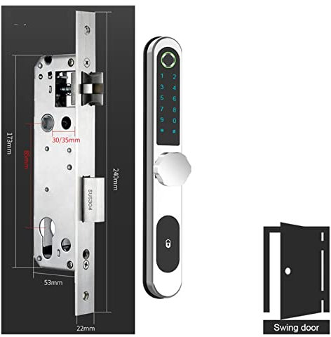 Serratura Smart, Serratura Elettrica Intelligente, Serratura BT Smart for Tuya Serratura for impronte digitali a ponte rotto Maniglia biometrica for impronte digitali for porta scorrevole con , per Ca