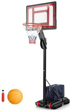 LIFEZEAL Canestro da Basket da Esterno, Supporto con Altezza Regolabile 155-310 cm con Borsa, Canestro su Piedi con Ruote Portatile, per Bambini e Adulti