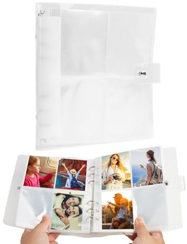 Álbum blanco transparente， con 200 bolsillos para tarjetas fotográficas de 7,6 cm,álbum fotos miniálbum con un diseño luminoso y elegante, una opción para guardar y proteger imágenes