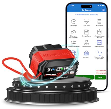 KKMOL OBD2 Diagnosegerät für alle Fahrzeuge | OBDII Bluetooth 5.0 Adapter - Professioneller Auto Diagnose Scanner für 100.000+ Fahrzeuge & 15 Sprachen | Auto Auslesegerät für iOS Android Windows