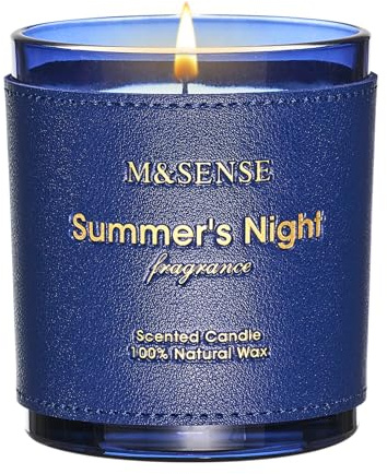 M&SENSE Candele Profumate Soia Notte d’Estate |283g, Fragranza Fresca e Fruttata 50 Ore, Candela per Balconi e Vacanze, Regalo Estivo per Amici e Feste all’Aperto
