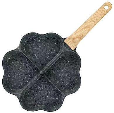 HOLIDYOYO Sartén Para y Pancakes Mango De Madera Sartén Antiadherente De Compartimentos Para Casa y Comidas Divertidas