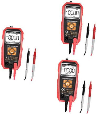 POPETPOP 3piezas Multímetro Digital Portátil De Rango Automático Pantalla Lcd Retroiluminada Medidor De Voltaje y Ohm Tester Para Electricistas y Uso Doméstico