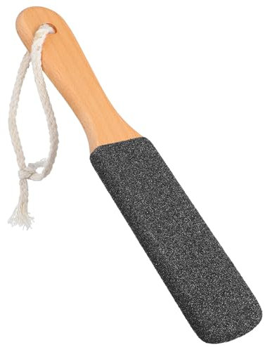 MBAIYO Hornhautfeile aus Holz, Doppelseitiger Fußschrubber mit Trageband Professionelles Fersenschleifer Fußfeilen Pediküre Werkzeug für für Verhärtete oder Trockene Haut