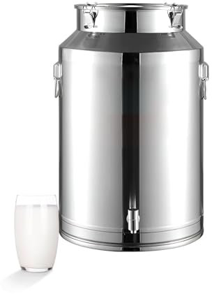AIZYR Bidone del Latte in Acciaio Inox 304 Secchio del Latte con Rubinetto, Brocca del Latte Resistente Botte per Vino Contenitore Ermetico per Latte, Vino, Olio,42L