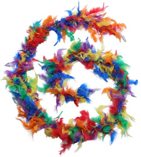 GORGECRAFT 2 m 14cm Charleston Federboa Party Chandelle Truthahnfedern Truthahn Federboa Bunte Flauschige Boas Fransenbesatz Für Adrette Partyideen Hochzeit Tanzkleid Halloween Kostüm Urlaub