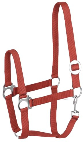 Start Economic Halfter für Pferde – Verstellbares Nylon-Stallhalfter mit Karabiner – Robust & Komfortabel – Weiches, schmutzabweisendes Material (Rot, Full (Warmblut))