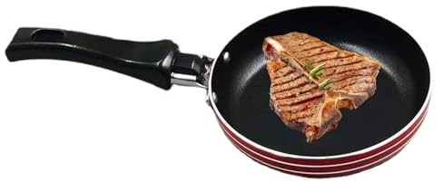 qixeuoa Pequeña sartén para huevos, 12 cm, pequeña sartén de acero inoxidable, con mango cómodo, para carne, huevos, salchichas, pan, pollo