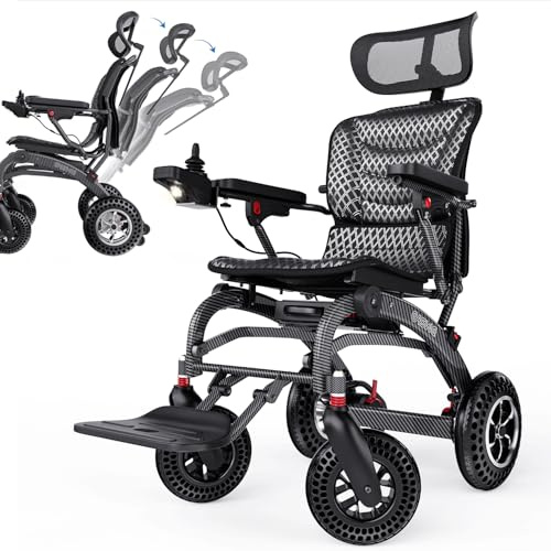 Easwe B10 Leichter elektrischer Rollstuhl, Zusammenklappbar & Ergonomischem, 25/50 km Reichweite, Bürstenloser 400W Tragbarer Motorisierter Rollstuhl für Audlts, All-Terrain, Flugzeugtauglich (24AH)