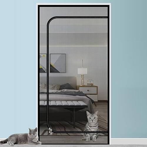 Xinyilau Griglia di Protezione per Gatti Ispessita per Soggiorno, Camera da Letto, Cucina, Terrazza, Cane, Gatto, Porta con Chiusura Lampo(90x220cm)