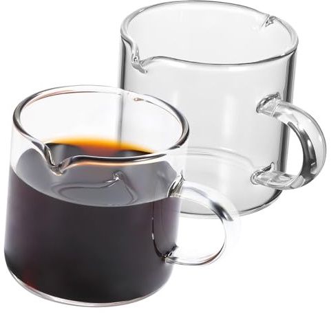 LOLIPPYY 2piezas Tazas De Café y Jarritas Pequeñas De Vidrio De Borosilicato Transparente Resistentes Al Calor Compactas y Prácticas Para Espresso y Cremas