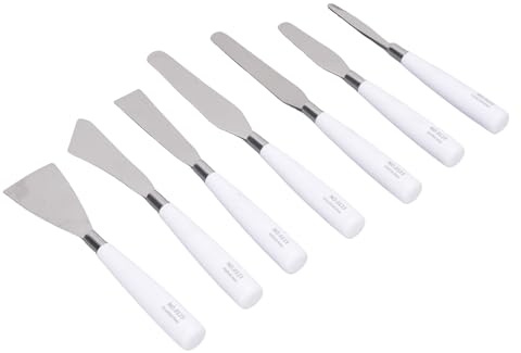 YWBL-WH Set di 7 Coltelli per Tavolozza in Acciaio Inossidabile con Scatola di Immagazzinaggio, Coltelli Professionali per Miscelare Vernice per Pittura a Olio Acrilica, Serigrafia, Inchiostro e