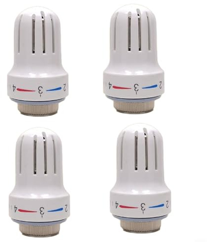 4 Stück Thermostat-Kopf, Thermostat Heizkörper für Thread M30 x 1.5, ThermostatKopf mit 5-Stufigem Heizkörper Ersatzkopf, Heizung Thermostatkopf Thermostatventil für Büro Zuhause