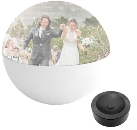 Bola de vídeo de cristal con pantalla LED de 7 cm, para fotos digitales, para aniversario, boda, cumpleaños, decoración personalizable (blanco)