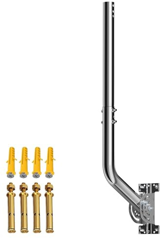 Universal 28 Antenna Mount, 430 Stainless Steel J-Pole Bracket, Heavy Duty | 3-Screw Locking for Stability, Aerial Mounting Pole for TV antenna, WiFi bridge, Weather Station – 1.38 OD, Silver