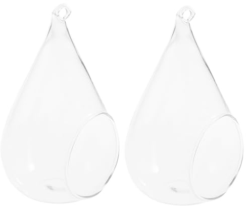 Operitacx 2 Stück Transparente Glas Hängevasen für Wohnzimmer und Schlafzimmer Einzigartige Glasblumenhalter Einfach zu Reinigen Hervorragende Dekorationssicht Zufälliger Zufälliger Stil