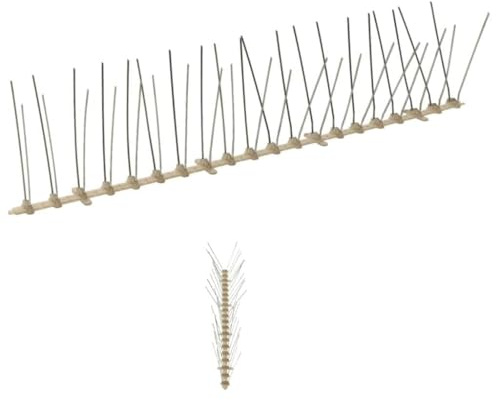 Nqyjm Set di 20 spioncini repellenti per uccelli, 10 m, in plastica, 4 file di punte, protezione per piccioni e griglia di protezione per uccelli, per balcone, travi del tetto, giardino, davanzale