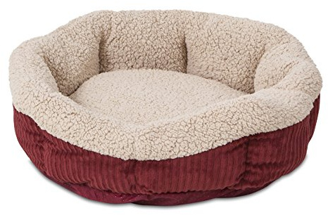 Petmate Aspen Pet Self Warming Round Bed, 19.5 Inches, Barn Red and Cream