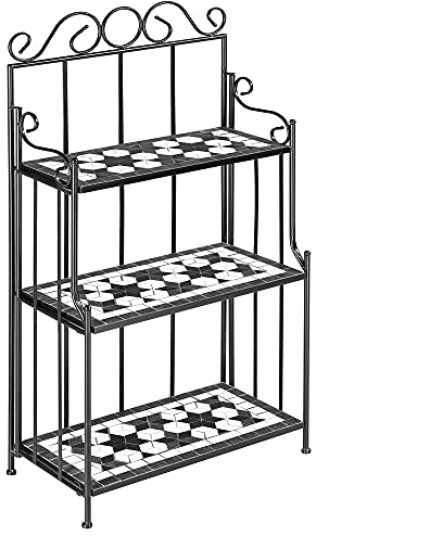 Deuba Mobile a scaffali 3 Ripiani in Metallo Esposizione Piante Fiori Decorativo Giardino Arredamento Esterni o Interni