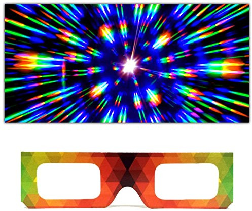 GloFX Paper Cardboard Diffraction Glasses - Geometric Rainbow - 100 Pack Firework Party Glasses Bulk
