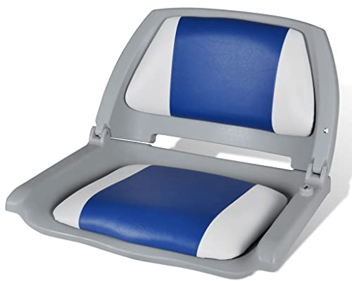 vidaXL Sedile per Barca Pieghevole Schienale con Cuscino Blu-Bianco Boat Seat