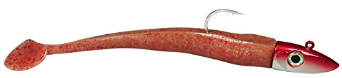 Hogy Fischhaken 20cm Gummifisch Amberfarben, Köder für Dorsch, Heilbutt & Seelachs, Meeresköder für Norwegen, Island, Dänemark, Ostsee, Gewicht: 100g Jigkopf / 130g gesamt