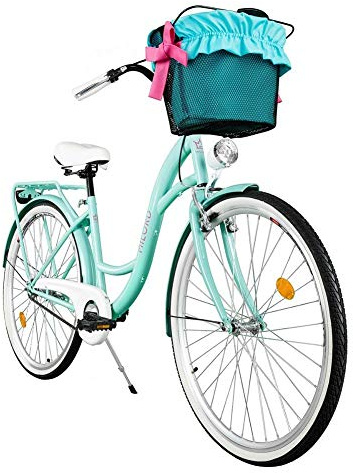 MILORD. Komfort Fahrrad mit Korb, Hollandrad, Damenfahrrad, 1-Gang, Aqua Blau, 28 Zoll