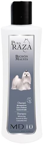 Champú para Bichón Maltés - Champú para Perros Hidratante y Dermoprotector con Vitamina D-Pantenol - Realza el Blanco Natural del Pelo - Vegano - Fabricado en España - 300 ml - MD-10 COLLECTION