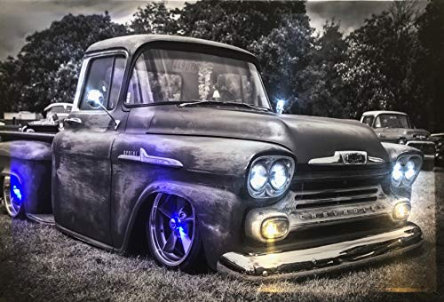 Samarkand - Lights LED-Bild mit Beleuchtung LED- Bilder Leinwandbild 65 x 45 cm Leuchtbild US CAR/OLDTIMER/PICKUP Wandbild