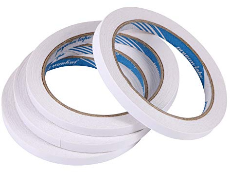 4 rotoli di nastro biadesivo adesivi per scrapbooking, foto, biglietti di invito, carta, artigianato fai da te e cancelleria per ufficio, 22 metri di lunghezza, 0,8 cm di larghezza ogni rotolo
