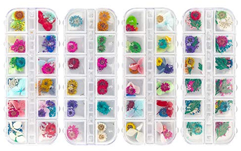 Gartful 4 Boxes Dried Flowers for Resin, 48 Styles Natural 3D Applique Flowers DIY Craft Supplies, Resin Epoxy Casting Fillers for Silicone Molds, Nail Arts, Handmade Projects, Decoration Accessories
