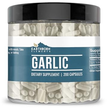 Earthborn Elements Garlic 200 Capsules, Pure & Undiluted, No Additives