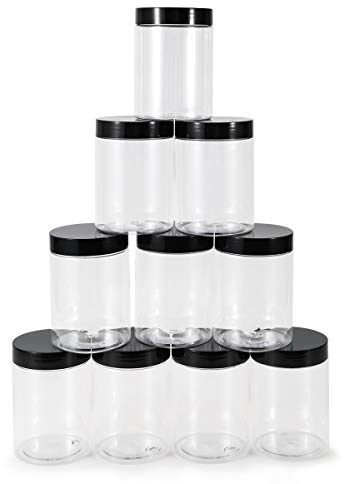 testyu 10 Pezzi Barattoli Cucina Plastica Trasparente, 300 ml Contenitori Vuoti Ermetici da Barattolini Plastica con Coperchio per Casa, Cucina, Artigianato Artistico, Cosmetico, Campione