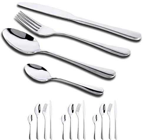 GOODFEER Cutlery Set, 16 PCS Stainless Steel Flatware for 4 People | Mirror Polish Silverware Includes Dinner Spoons Knives and Forks, Dishwasher Safe, Ideal for Home or Restaurant