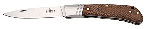 THIRD K4111W klappmesser, lasergravierter Holzgriff, 8,6 cm Klinge, Gewicht 77 gr, Kolbenverriegelung, Werkzeug für den Sport-, Angel- und Jagdgebrauch