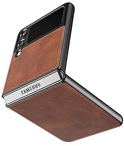 Cresee kompatibel mit Samsung Galaxy Z Flip 3 5G Hülle, PU-Leder Handyhülle Case Schutzhülle Cover für Galaxy Z Flip3 2021, Braun