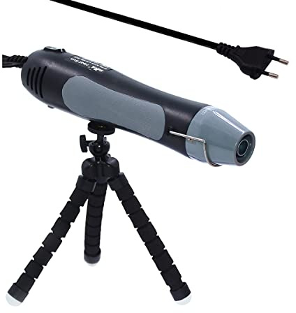 mofa mini heat gun MF350,350 watts, 2 temperature range 150-380°C with a tripod as overload protection for the ceramic heating process, removing paint,sealing work stamp(Schwarz)