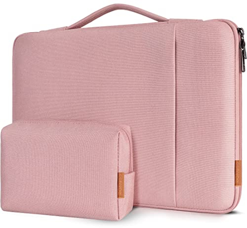 DOMISO Laptoptasche 15,6 Zoll Laptop Hülle Tasche Kompatibel mit 16 Zoll MacBook Pro M4/M3/M2/M1 Pro/Max A3403 A3186 A2991 A2780 A2485 A2141,Wasserabweisend Laptophülle mit Zubehör Tasche,Rosa