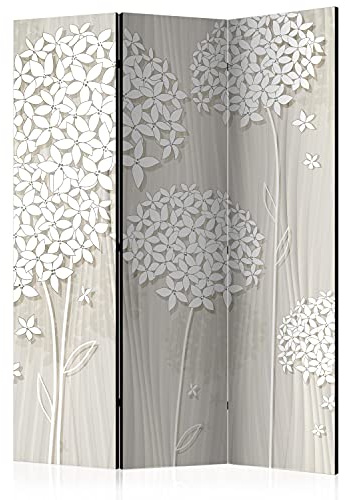 murando Akusticher Raumteiler Blumen Foto Paravent 135x172 cm beidseitig auf Vlies-Leinwand Bedruckt Akustikschaum Trennwand Spanische Wand Sichtschutz Home Office Natur beige b-C-0008-z-b