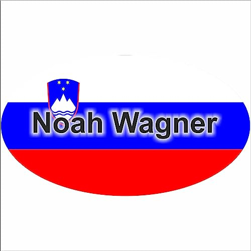 Kiwistar Klebeetiketten - Aufkleber - Fahne - Flagge - Slowenien - 10x6,6 cm - mit Wunschtext - Name - personalisiert - Namensaufkleber - Autoaufkleber - Racing