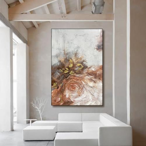 Acrylbilder Auf Leinwand Handgemalt,100 % Handgemalte Einfache Blumen-Ölgemälde, Moderne Rückansicht-Wanddekoration, Messerblume, Rahmenlose Wandkunst, Bilder, Heimdekoration Für Wohnzimmer Auf L