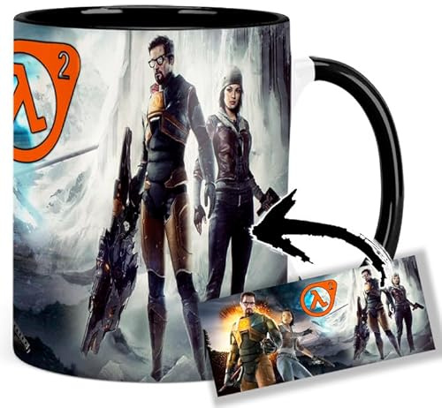 Half Life 2 Tasse Innen & Henkel Schwarz Keramikbecher Mug