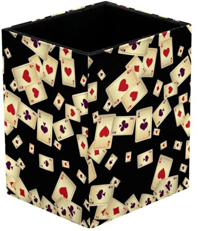VAPOKF Stiftehalter für Schreibtisch, Vintage-Spielkarten auf schwarzem Druck, Stifthalter, Stiftehalter, Make-up-Pinsel, Aufbewahrung, Schreibtisch, Schreibwaren, Organizer für Home Office