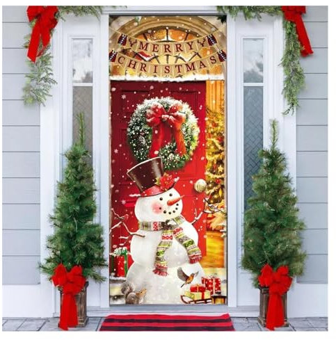 Türaufkleber Türtapete Türbilder Türposter Weihnachten Party Dekor Tür Aufkleber Frohe Weihnachten Home Aufkleber Abnehmbare Wasserdichte Selbstklebende Poster Wandbild(M,40x120cm)