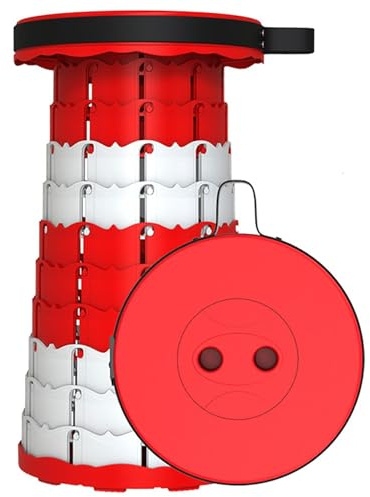 Generic Upgraded Klapphocker Faltbar Mit Tragfähigkeit 180KG, Regenbogen Faltbare Camping Hocker Mit Weichem Kissen, Portable Stool Ideal Für Indoor-und Outdoor-Aktivität Ausgestattet (Rot)