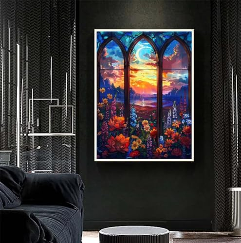 Diamond Painting Schloss Diamant Painting Bilder Kinder Landschaft Diamond Art DIY Set Erwachsene Full Diamond Painting Zubehör,5D Diamant Malerei Mosaic Stickerei Kits Home Wand Decor 77x105 cm R365