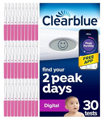 Clearblue Digital Ovulation Test Kit (OPK), Find Your 2 Peak Days, 1 Digital Holder And 30 Tests, Try The FREE Clearblue Period & Cycle Tracker App