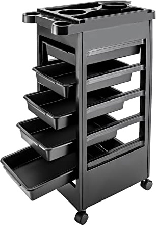 Chariot de coiffeur à 5 étages avec roues universelles - Chariot cosmétique avec plate-forme multifonctionnelle pour coiffeurs, salons de beauté, animaleries