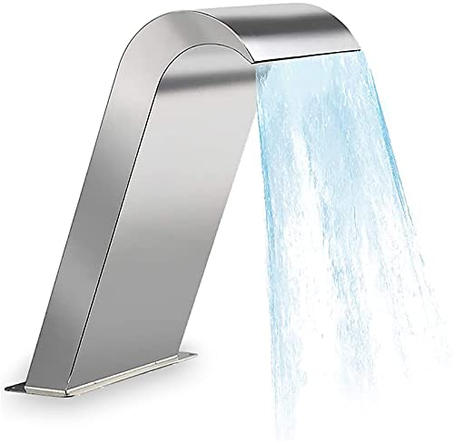 Swimmingpool-Brunnen, Edelstahl-Pool-Brunnen, Pool-Brunnen, Wasserfall-Überlauf für Gartenteich, SPA-Pool-Dekoration, Silber (Silber L)